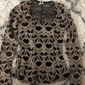 Black and Gold Patterned Blouse